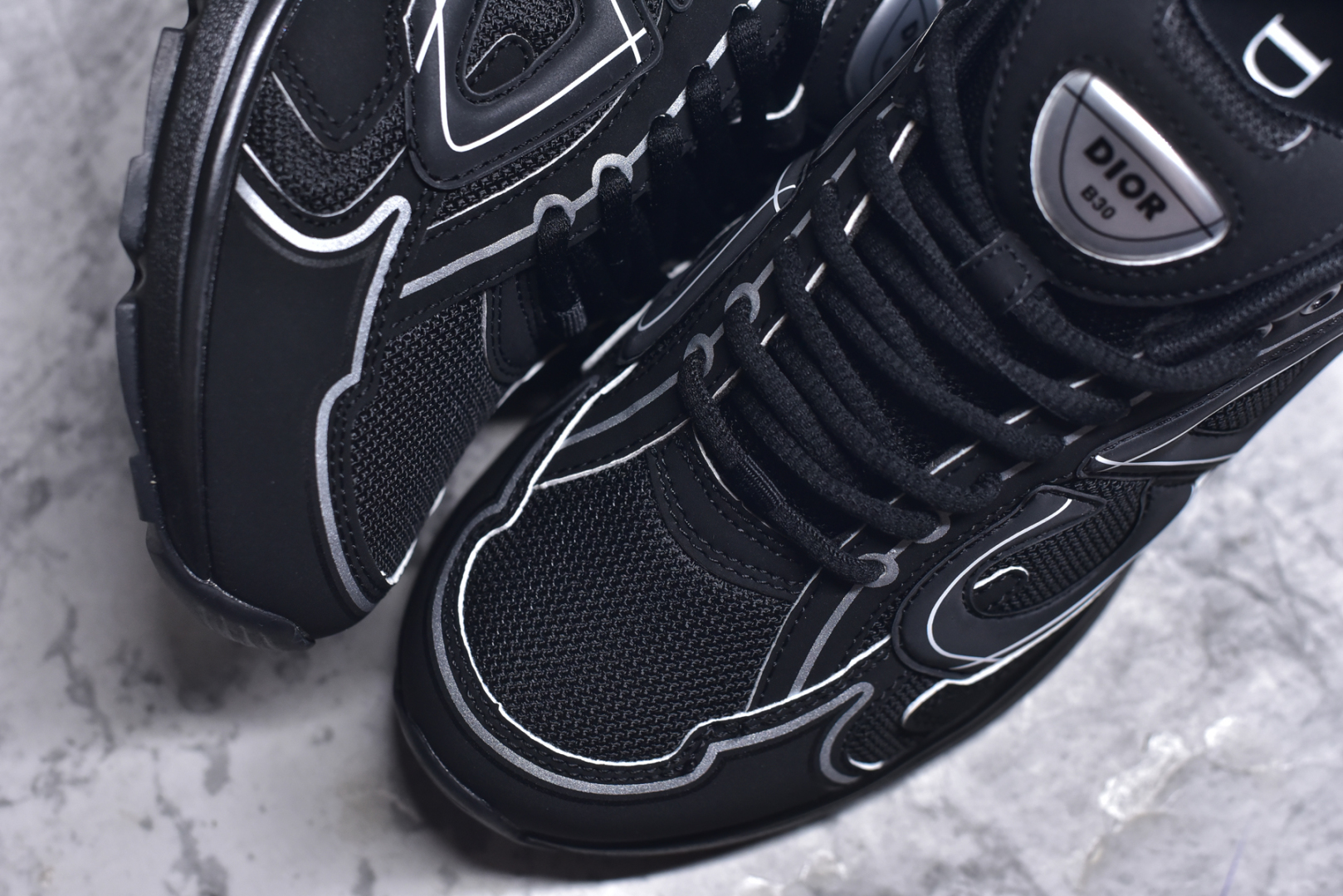 图片[8]-#法国高奢时装品牌·迪奥/Dior B30 Low-Top Sneaker B30系列低帮经典老爹风系带复古休闲运动慢跑鞋“皮革浅灰白” DIO-R B30 黑色 3SN279ZRF90041 -H900 尺码：36-45-选品中心