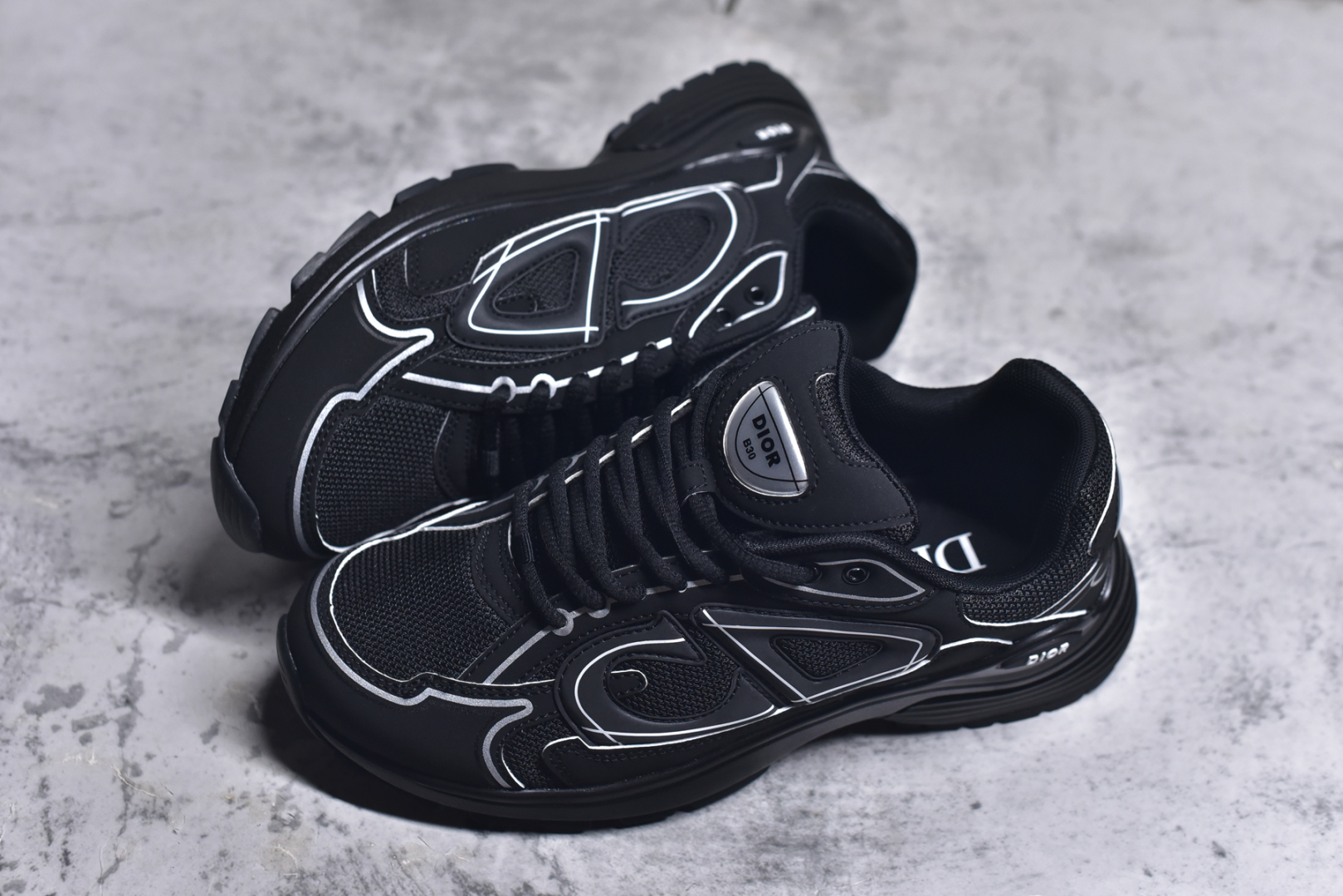 图片[7]-#法国高奢时装品牌·迪奥/Dior B30 Low-Top Sneaker B30系列低帮经典老爹风系带复古休闲运动慢跑鞋“皮革浅灰白” DIO-R B30 黑色 3SN279ZRF90041 -H900 尺码：36-45-选品中心