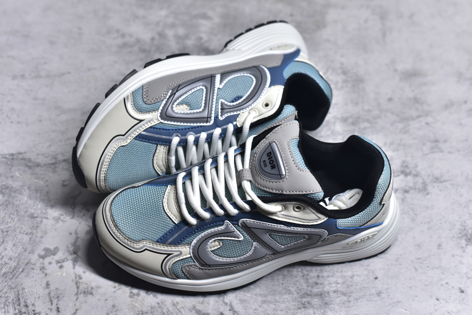 图片[7]-#法国高奢时装品牌·迪奥/Dior B30 Low-Top Sneaker B30系列低帮经典老爹风系带复古休闲运动慢跑鞋 蓝灰色 3SN279ZRB-H560 男鞋 39 40 41 42 43 44 45-选品中心