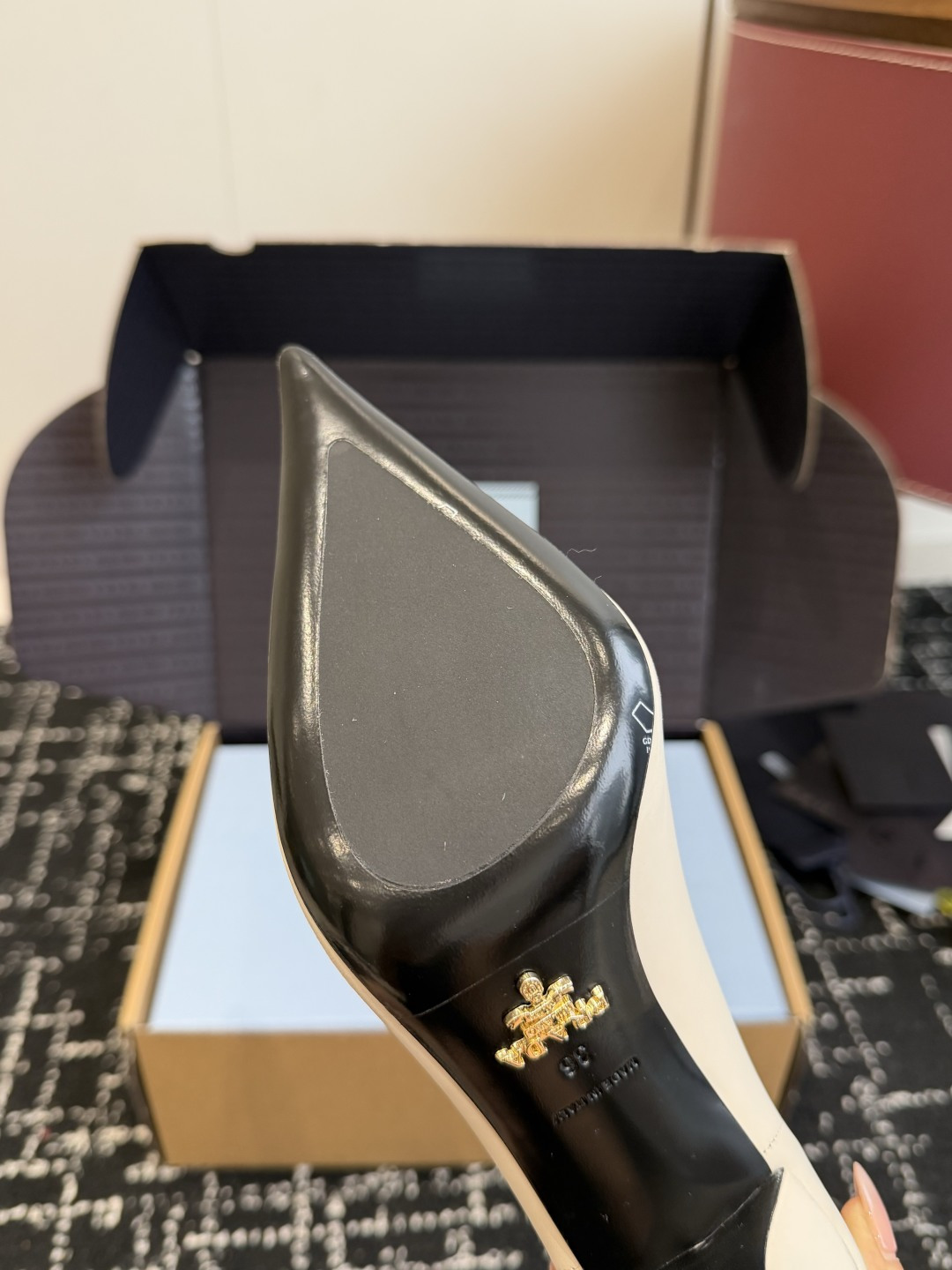 Prada Wavy Edge Pointed-Toe Stiletto Pumps