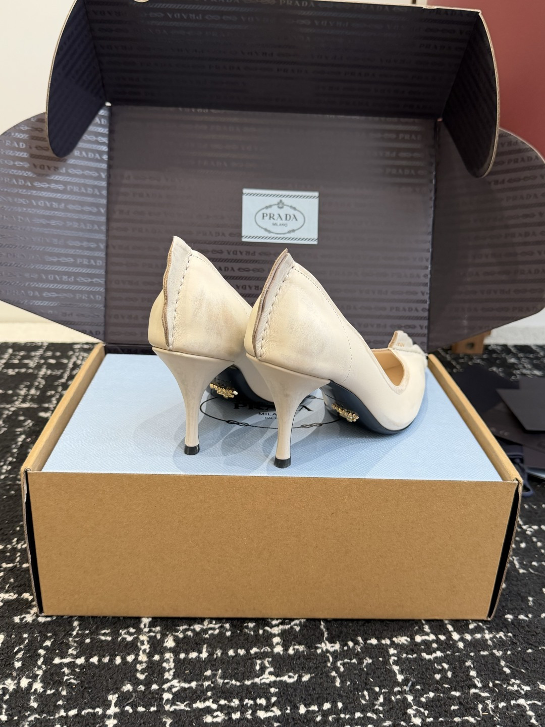 Prada Wavy Edge Pointed-Toe Stiletto Pumps