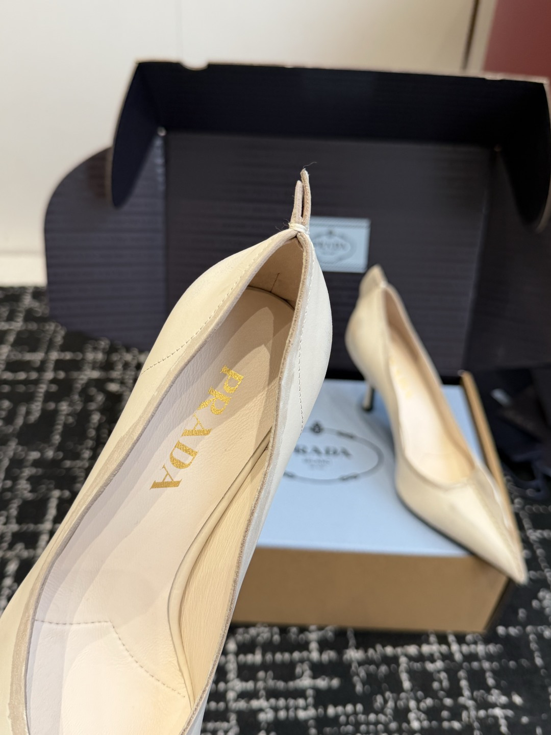 Prada Wavy Edge Pointed-Toe Stiletto Pumps