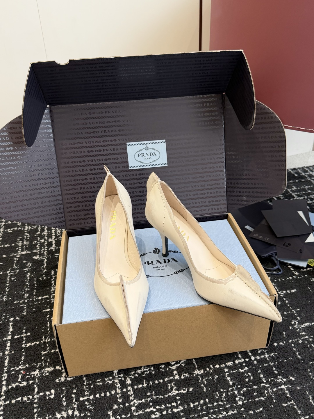 Prada Wavy Edge Pointed-Toe Stiletto Pumps
