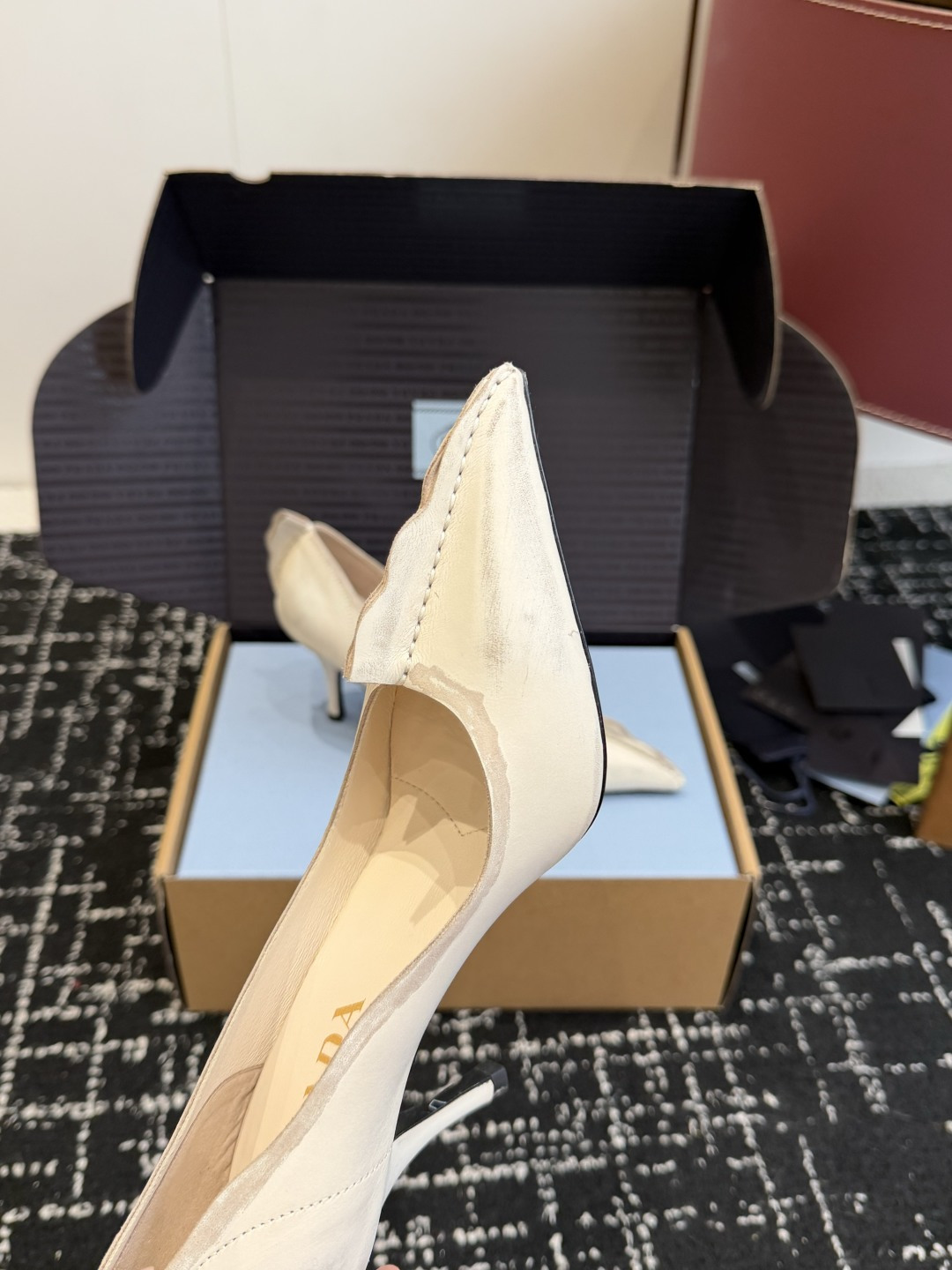 Prada Wavy Edge Pointed-Toe Stiletto Pumps