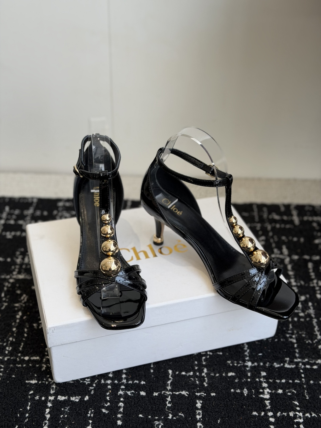 Chloé Cleia Patent Leather Cabochon Sandals
