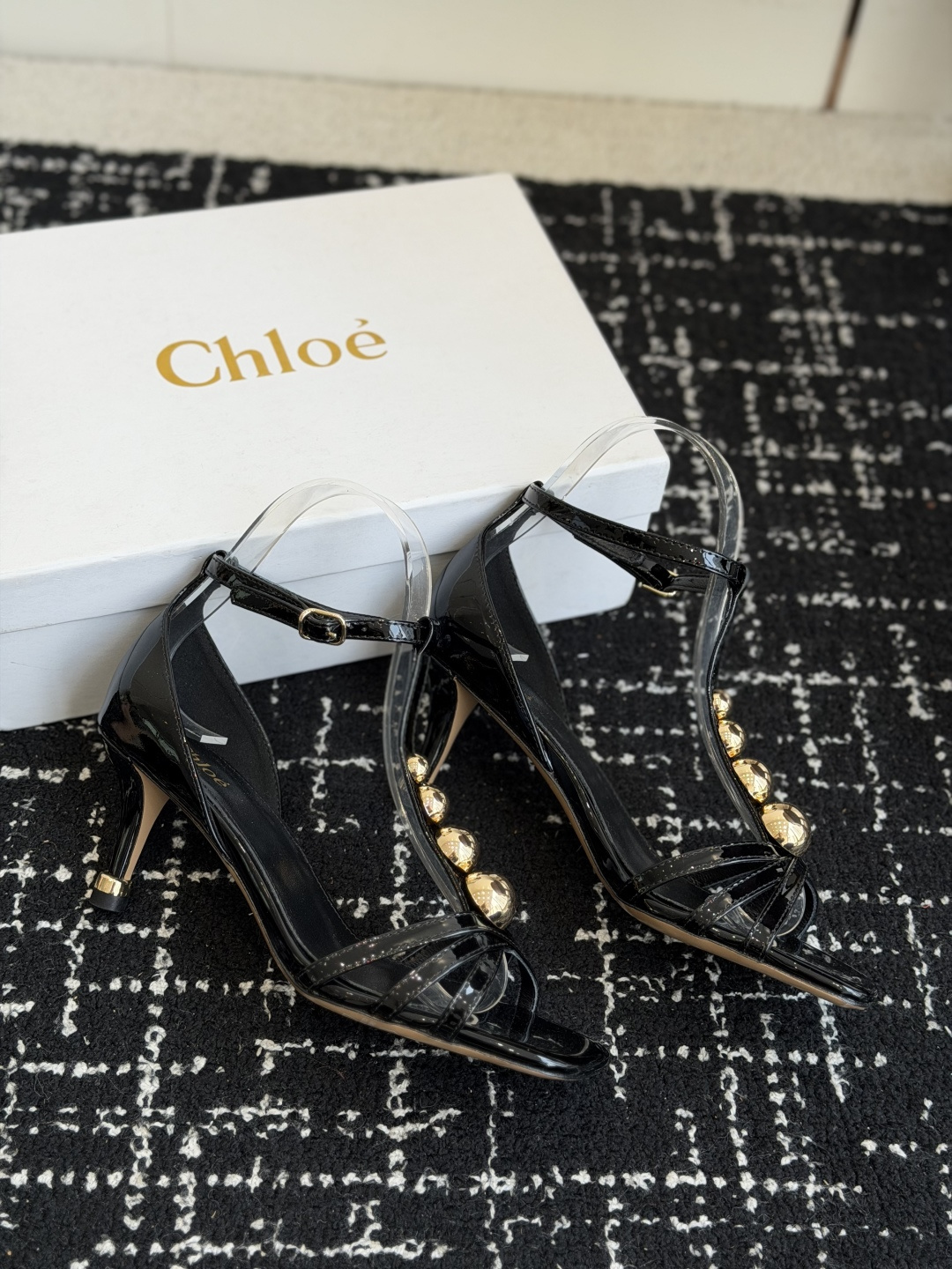 Chloé Cleia Patent Leather Cabochon Sandals