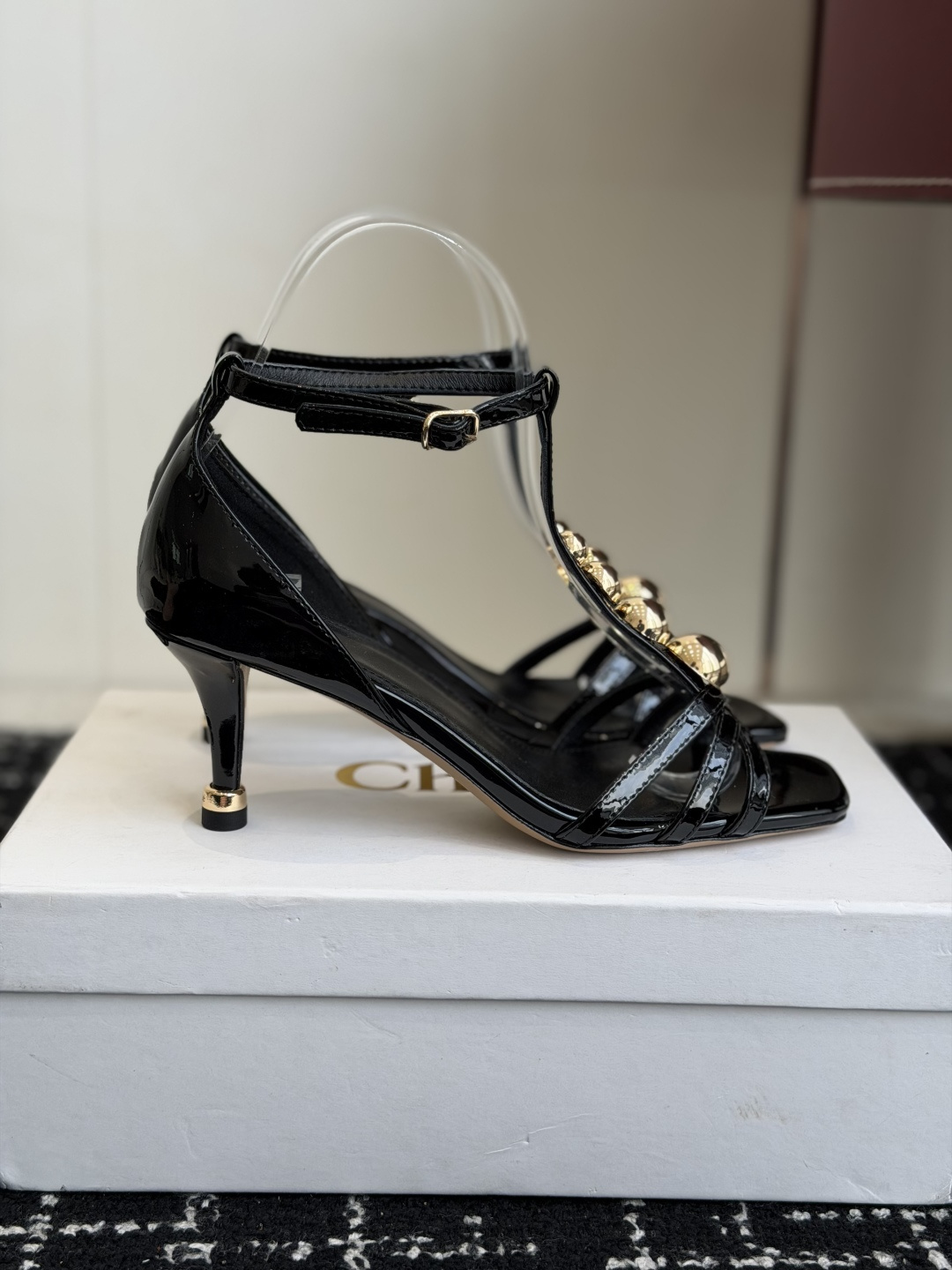 Chloé Cleia Patent Leather Cabochon Sandals