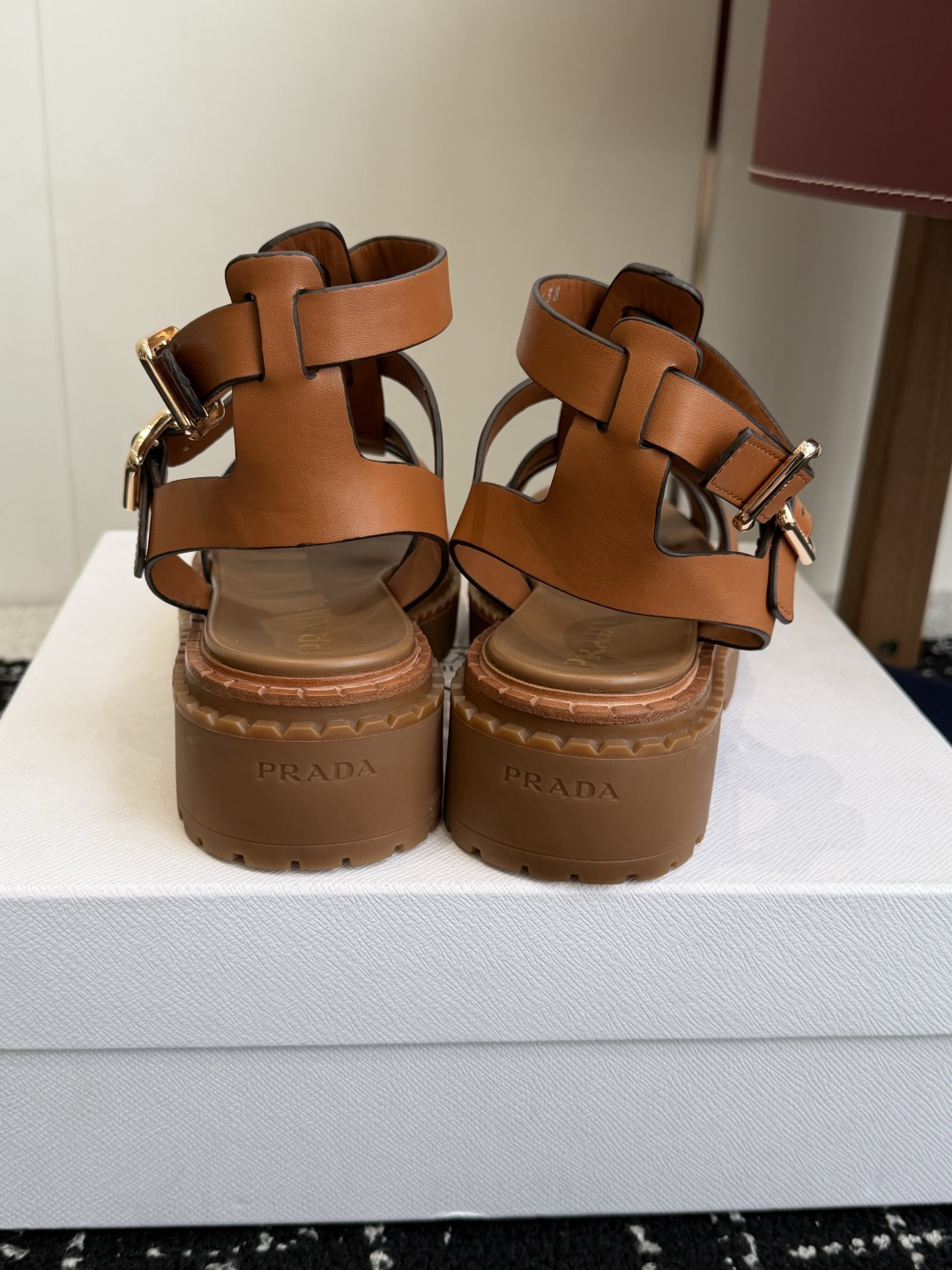 Prada Woven Cage Platform Roman Sandals