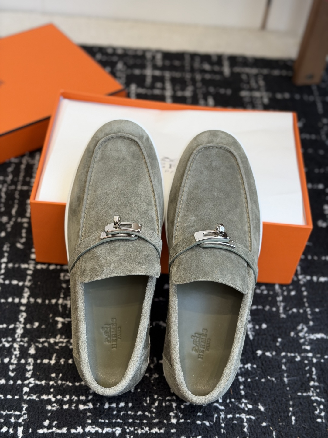 代购级Hermes 爱马仕 H家 Game kelly扣厚底乐福鞋小牛皮乐福鞋风格免系带休闲运动鞋，搭配
