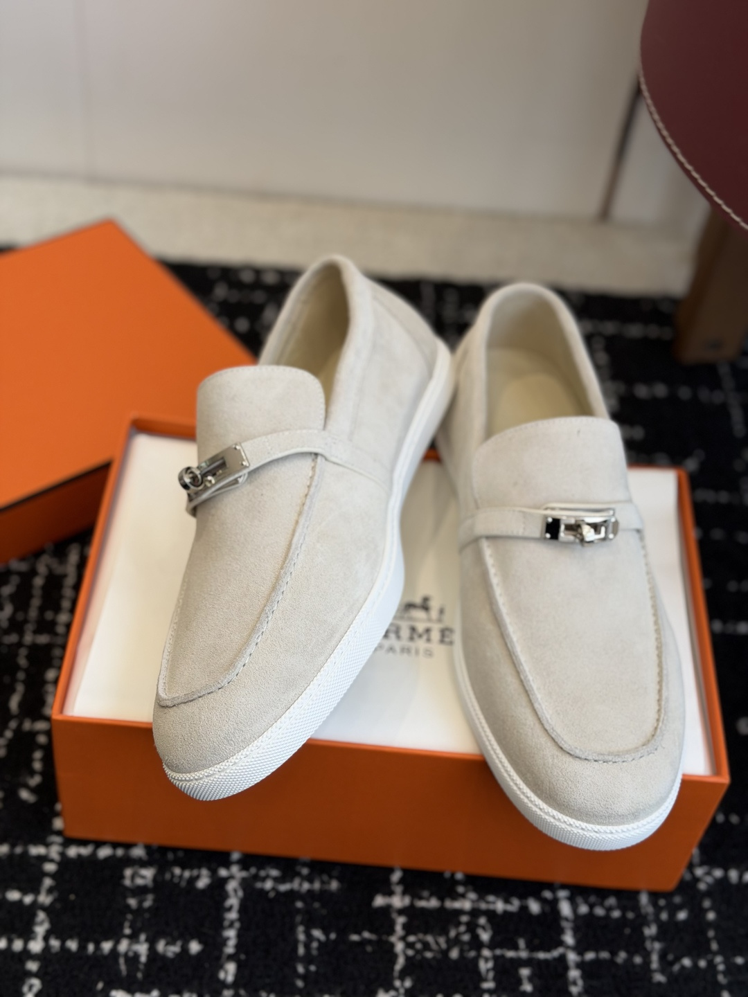 代购级Hermes 爱马仕 H家 Game kelly扣厚底乐福鞋小牛皮乐福鞋风格免系带休闲运动鞋，搭配