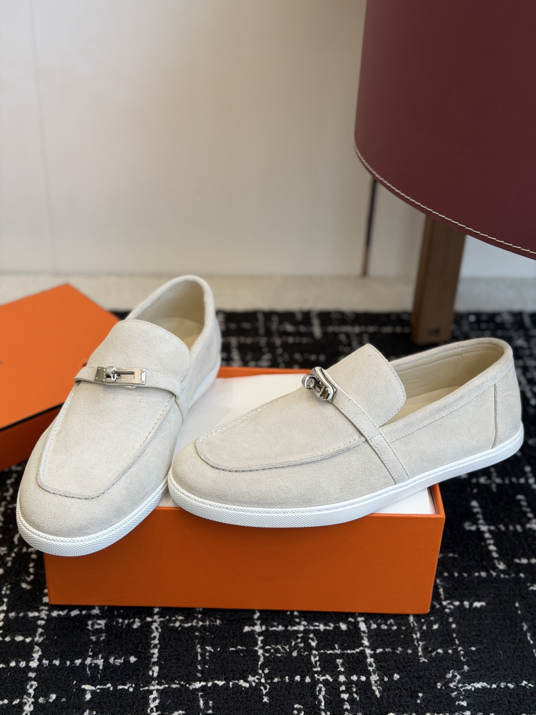 代购级Hermes 爱马仕 H家 Game kelly扣厚底乐福鞋小牛皮乐福鞋风格免系带休闲运动鞋，搭配