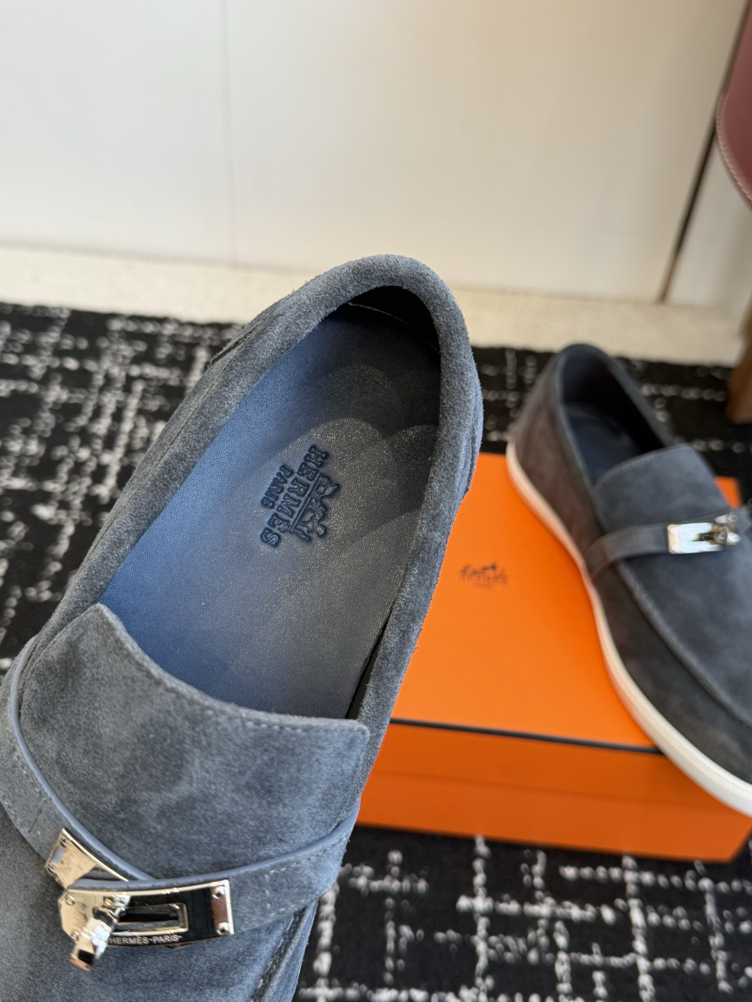 代购级Hermes 爱马仕 H家 Game kelly扣厚底乐福鞋小牛皮乐福鞋风格免系带休闲运动鞋，搭配