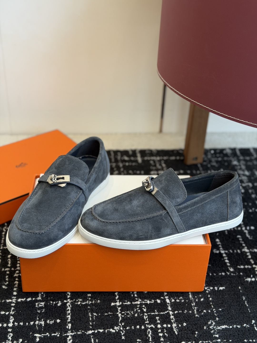 代购级Hermes 爱马仕 H家 Game kelly扣厚底乐福鞋小牛皮乐福鞋风格免系带休闲运动鞋，搭配