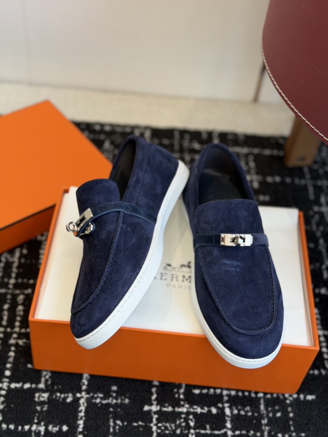 代购级Hermes 爱马仕 H家 Game kelly扣厚底乐福鞋小牛皮乐福鞋风格免系带休闲运动鞋，搭配
