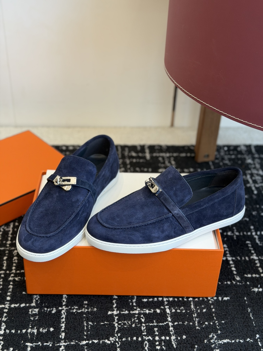 代购级Hermes 爱马仕 H家 Game kelly扣厚底乐福鞋小牛皮乐福鞋风格免系带休闲运动鞋，搭配
