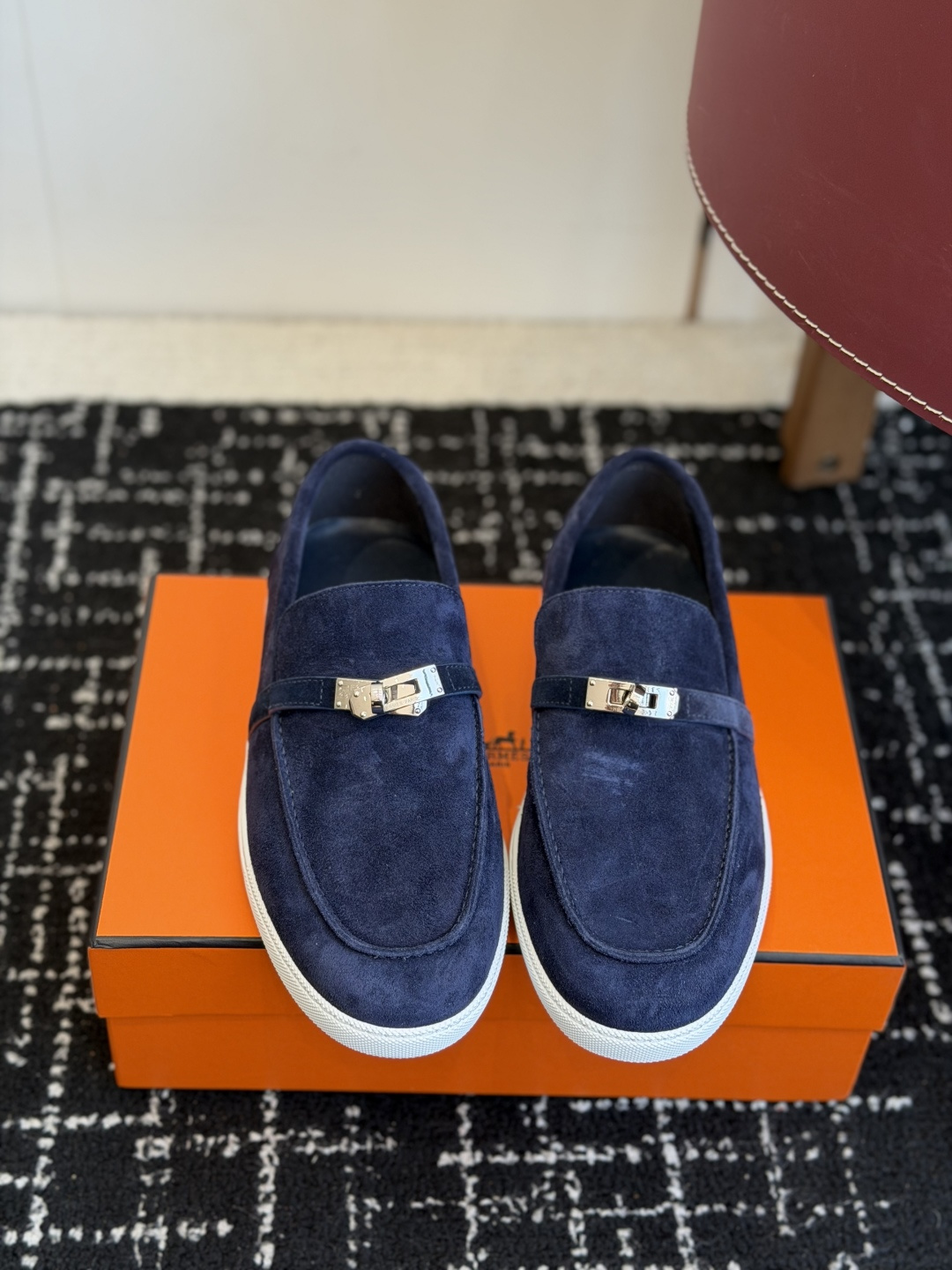 代购级Hermes 爱马仕 H家 Game kelly扣厚底乐福鞋小牛皮乐福鞋风格免系带休闲运动鞋，搭配