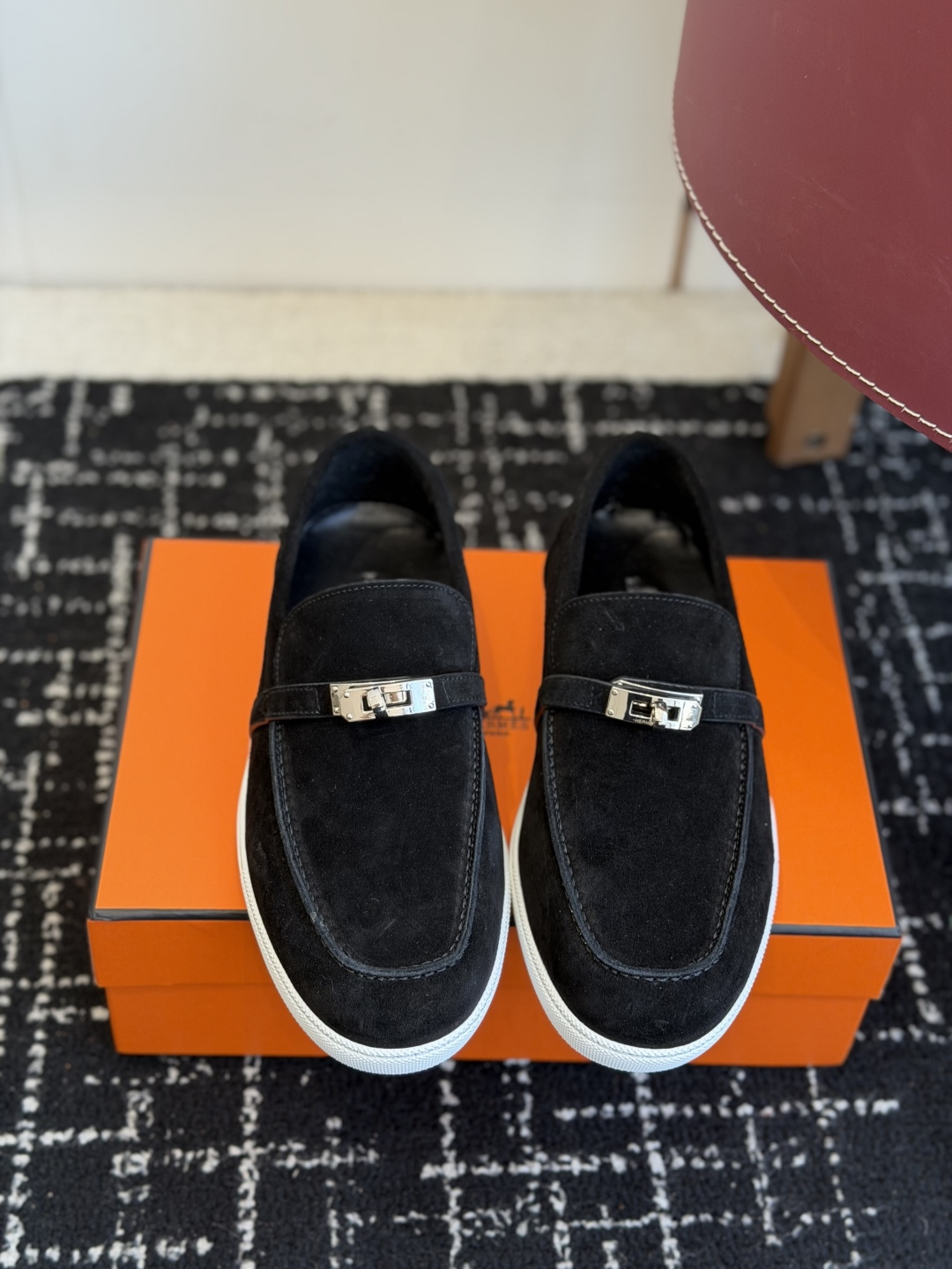 代购级Hermes 爱马仕 H家 Game kelly扣厚底乐福鞋小牛皮乐福鞋风格免系带休闲运动鞋，搭配
