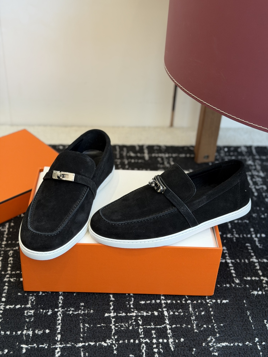 代购级Hermes 爱马仕 H家 Game kelly扣厚底乐福鞋小牛皮乐福鞋风格免系带休闲运动鞋，搭配