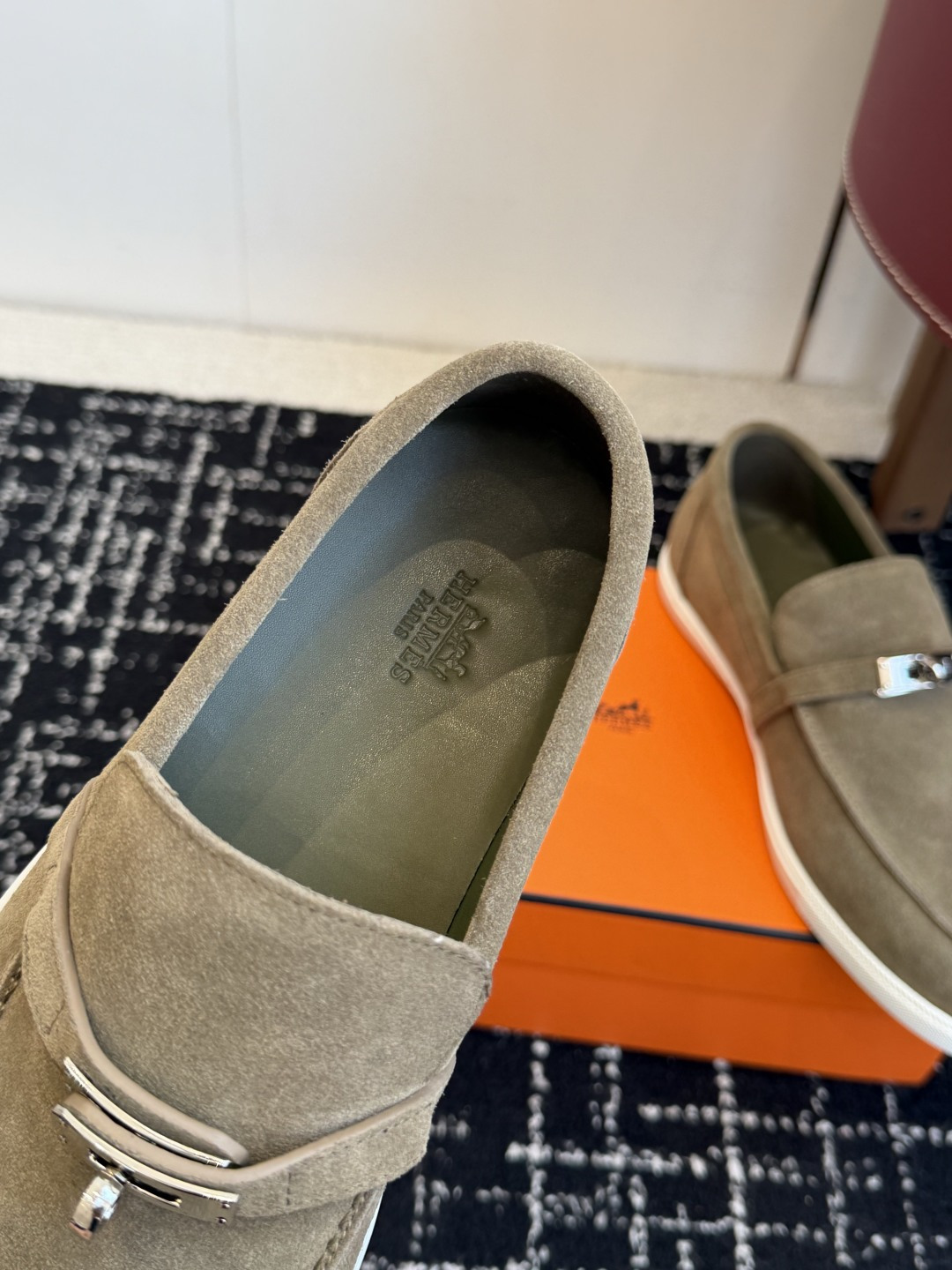 代购级Hermes 爱马仕 H家 Game kelly扣厚底乐福鞋小牛皮乐福鞋风格免系带休闲运动鞋，搭配