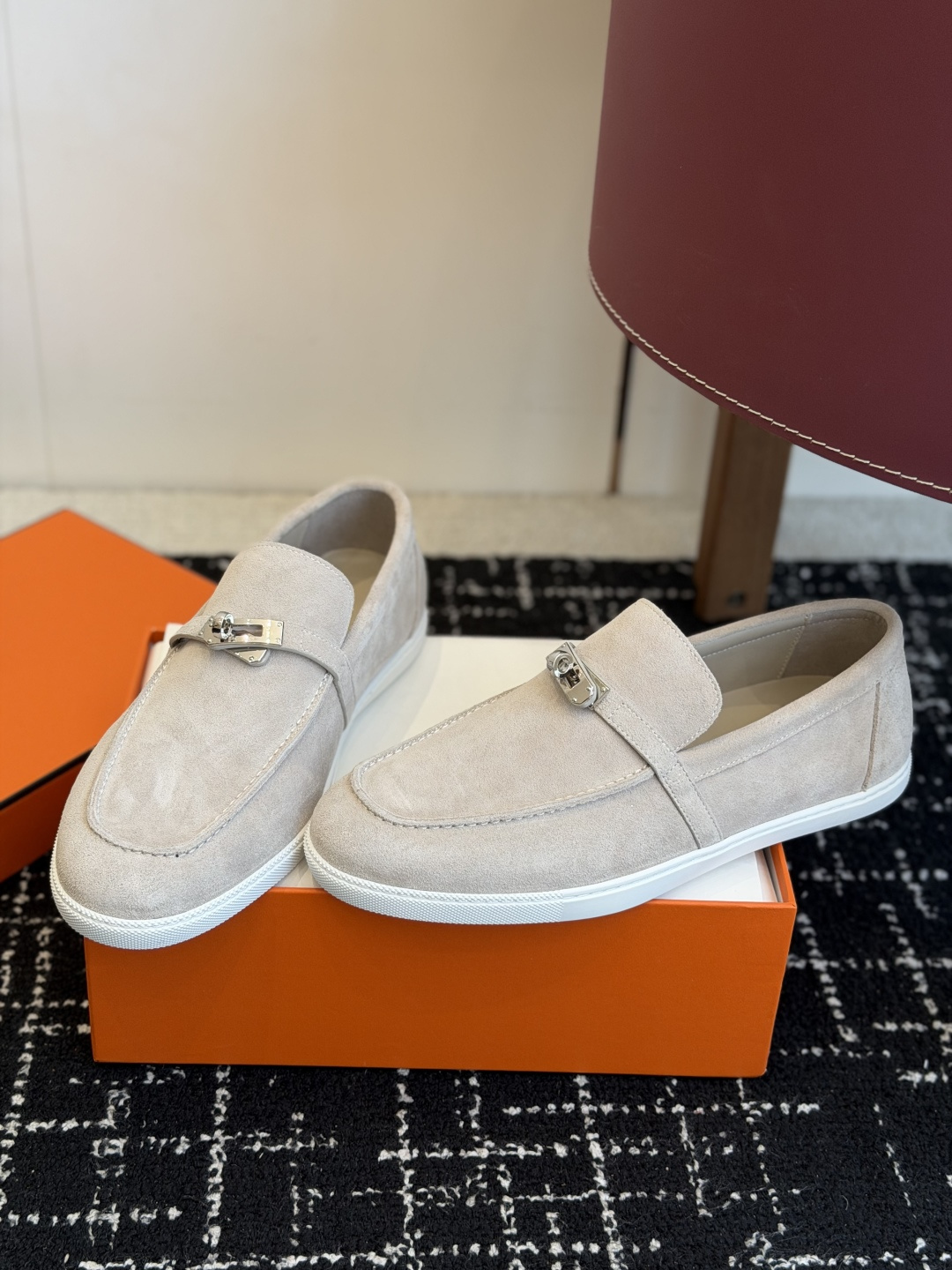 代购级Hermes 爱马仕 H家 Game kelly扣厚底乐福鞋小牛皮乐福鞋风格免系带休闲运动鞋，搭配