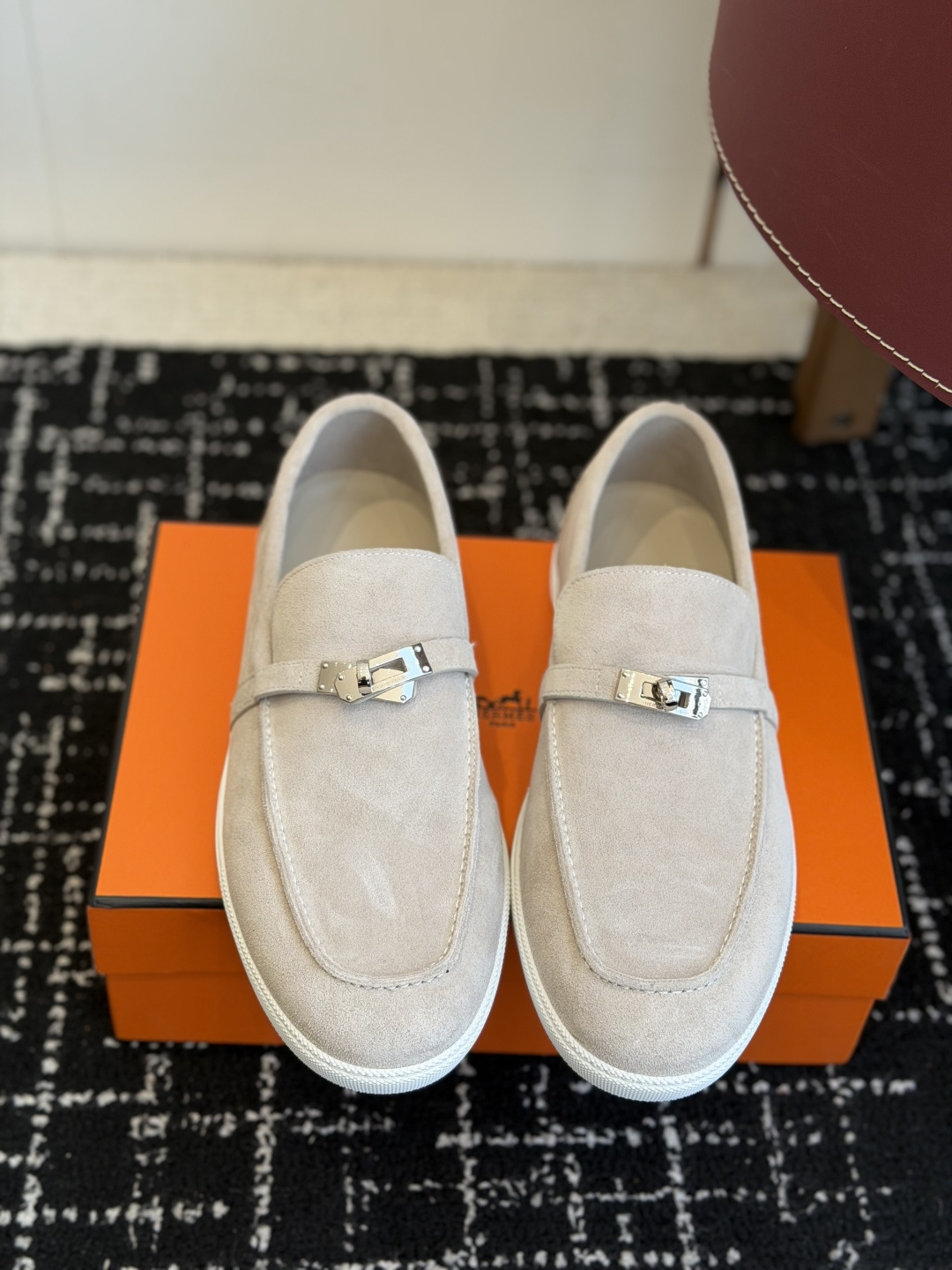代购级Hermes 爱马仕 H家 Game kelly扣厚底乐福鞋小牛皮乐福鞋风格免系带休闲运动鞋，搭配