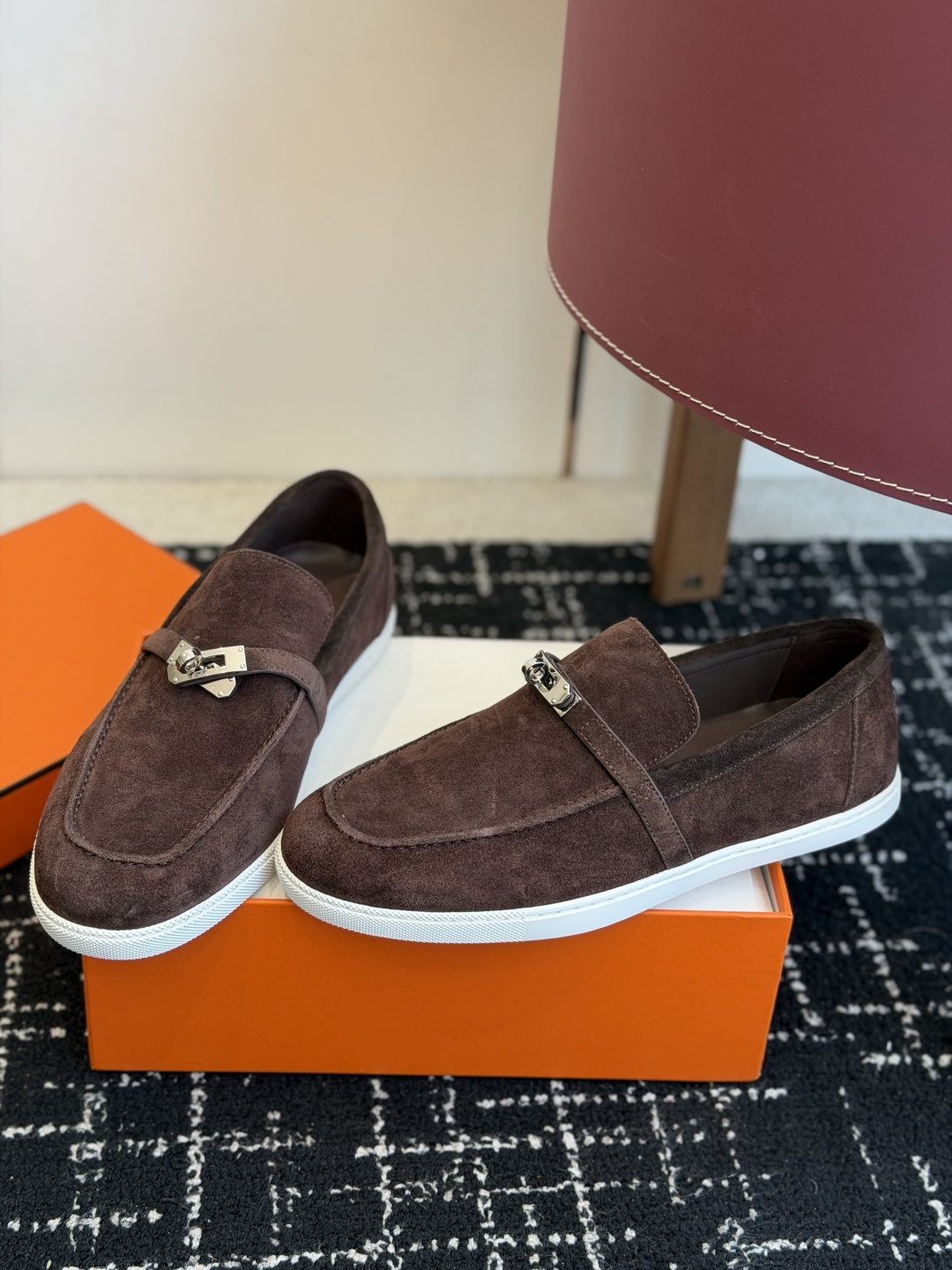 代购级Hermes 爱马仕 H家 Game kelly扣厚底乐福鞋小牛皮乐福鞋风格免系带休闲运动鞋，搭配
