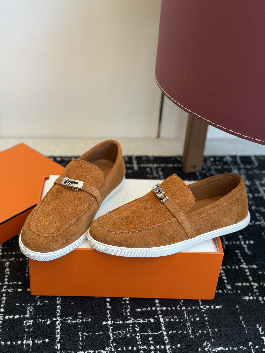 代购级Hermes 爱马仕 H家 Game kelly扣厚底乐福鞋小牛皮乐福鞋风格免系带休闲运动鞋，搭配