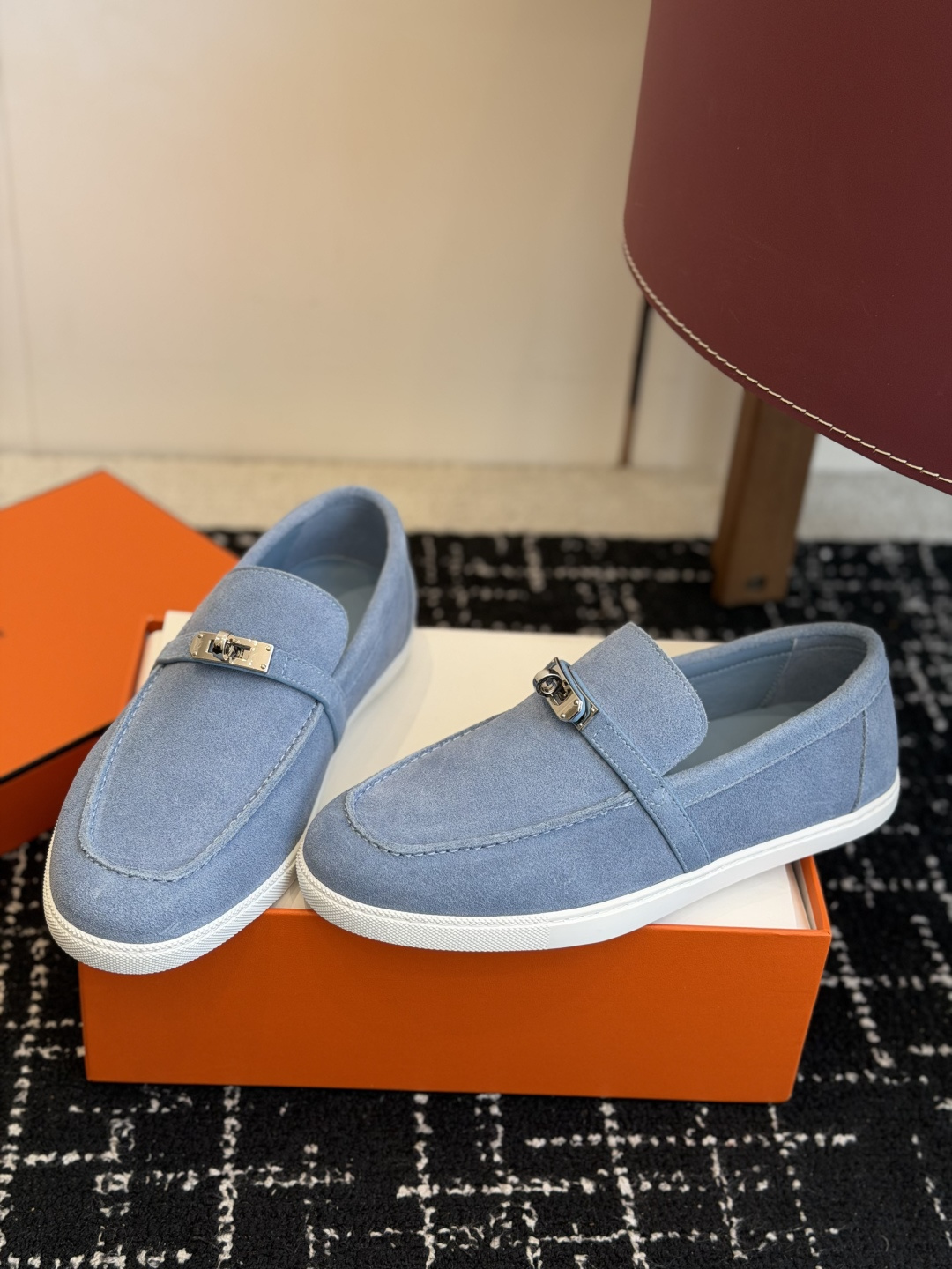 代购级Hermes 爱马仕 H家 Game kelly扣厚底乐福鞋小牛皮乐福鞋风格免系带休闲运动鞋，搭配