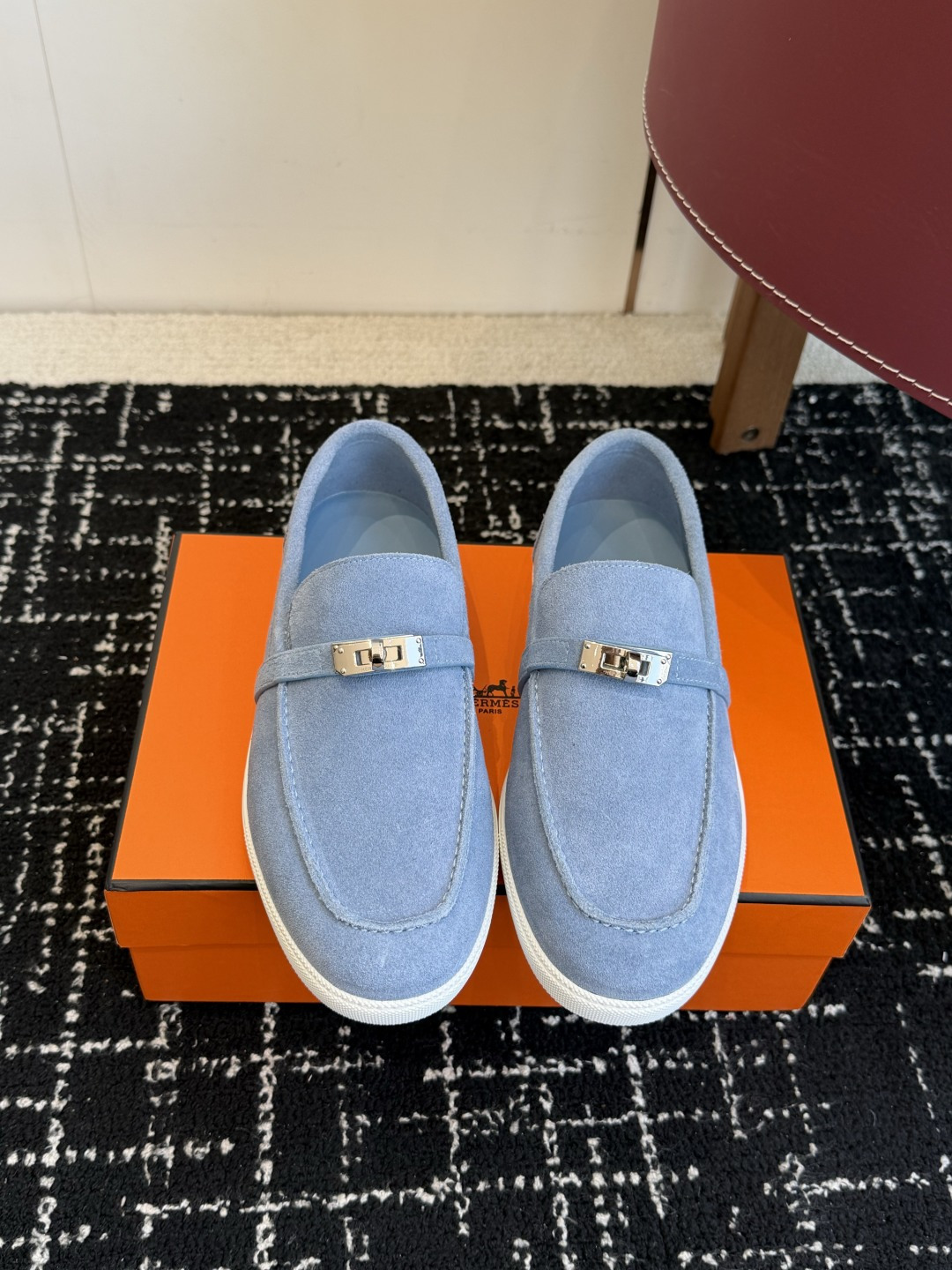 代购级Hermes 爱马仕 H家 Game kelly扣厚底乐福鞋小牛皮乐福鞋风格免系带休闲运动鞋，搭配