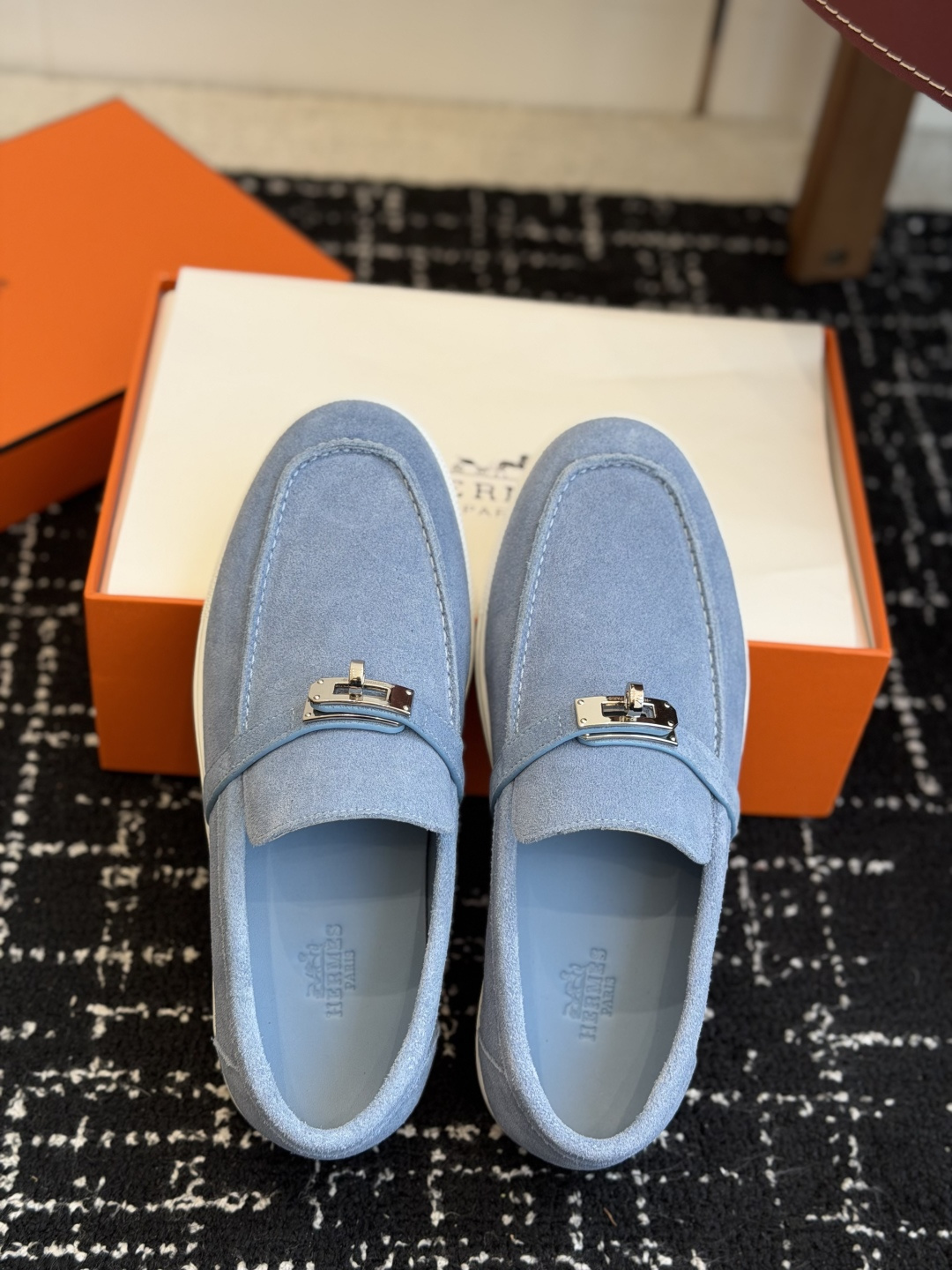 代购级Hermes 爱马仕 H家 Game kelly扣厚底乐福鞋小牛皮乐福鞋风格免系带休闲运动鞋，搭配