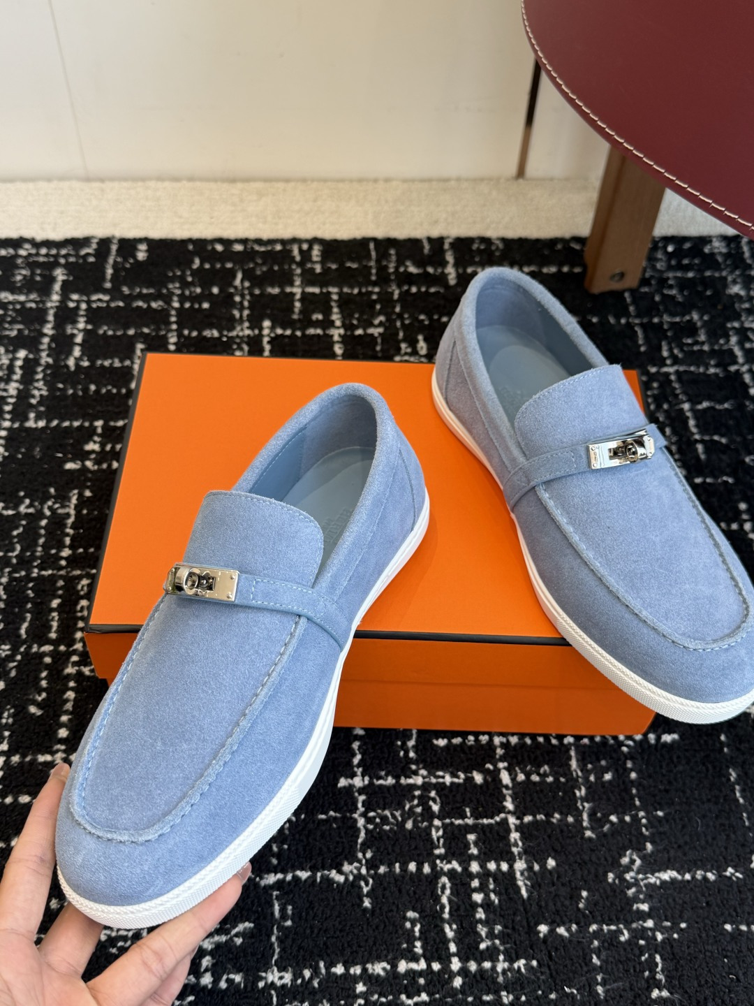 代购级Hermes 爱马仕 H家 Game kelly扣厚底乐福鞋小牛皮乐福鞋风格免系带休闲运动鞋，搭配