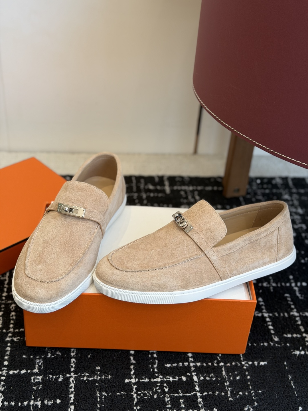 代购级Hermes 爱马仕 H家 Game kelly扣厚底乐福鞋小牛皮乐福鞋风格免系带休闲运动鞋，搭配