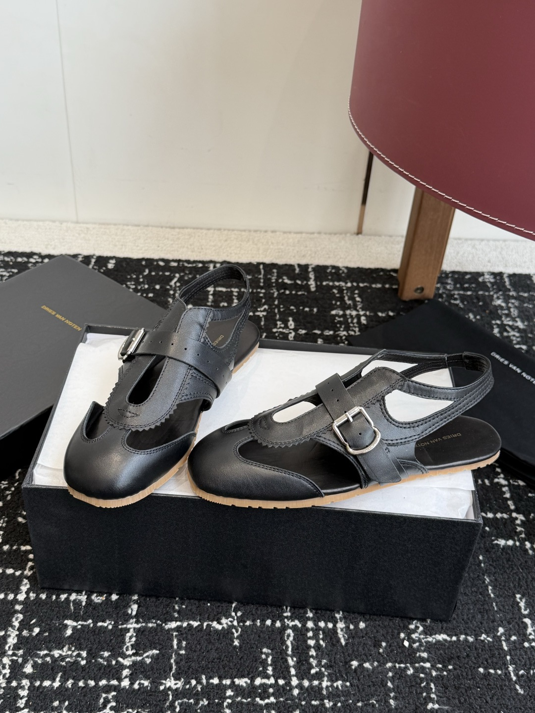 代购级Dries Van Noten·DVN 26ss 新款 情侣款 复古后空皮鞋dvn的后空鞋也太美了