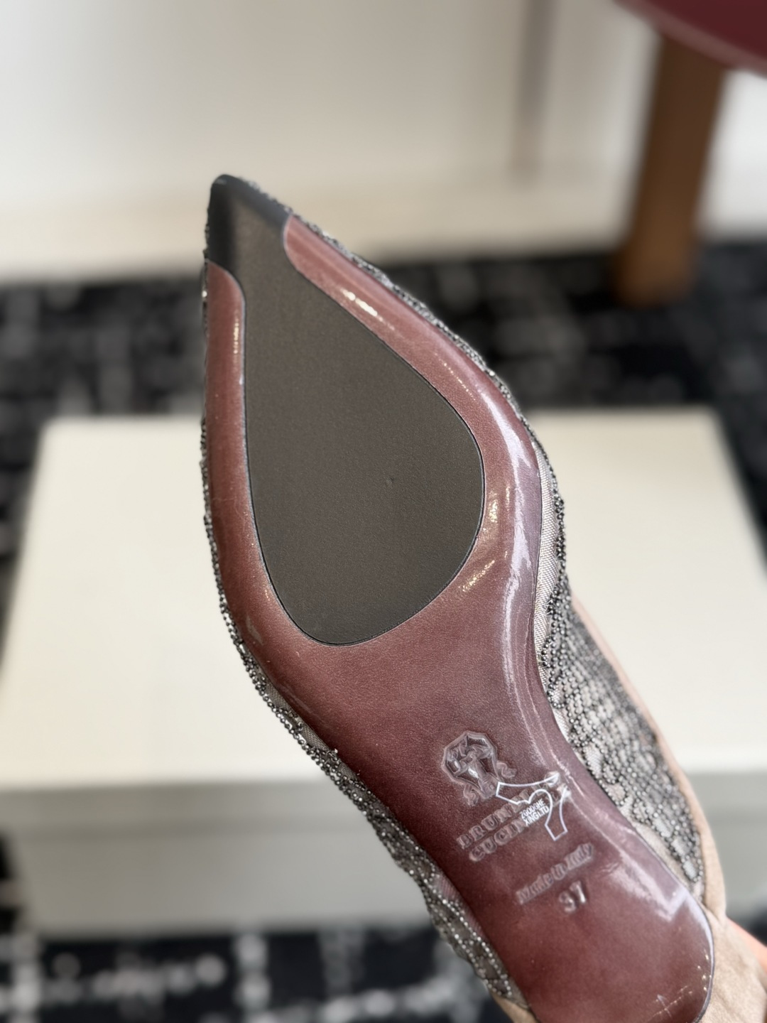 代购级Brunello Cucinelli 26ss女士镶珠装饰休闲穆勒拖鞋凉鞋 BC新款新品女士条纹麂
