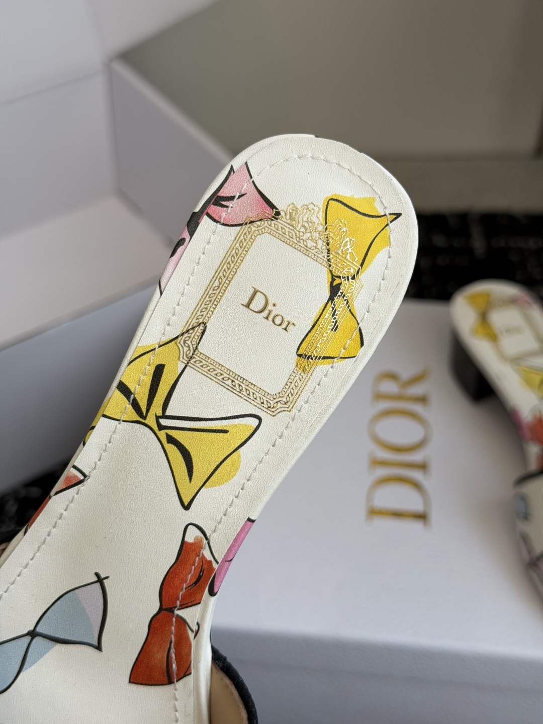 代购级粗跟迪奥 Dior 2026春夏新款一字拖拼色女鞋 CD字母logo立体刺绣 方头粗跟果冻色露趾拖