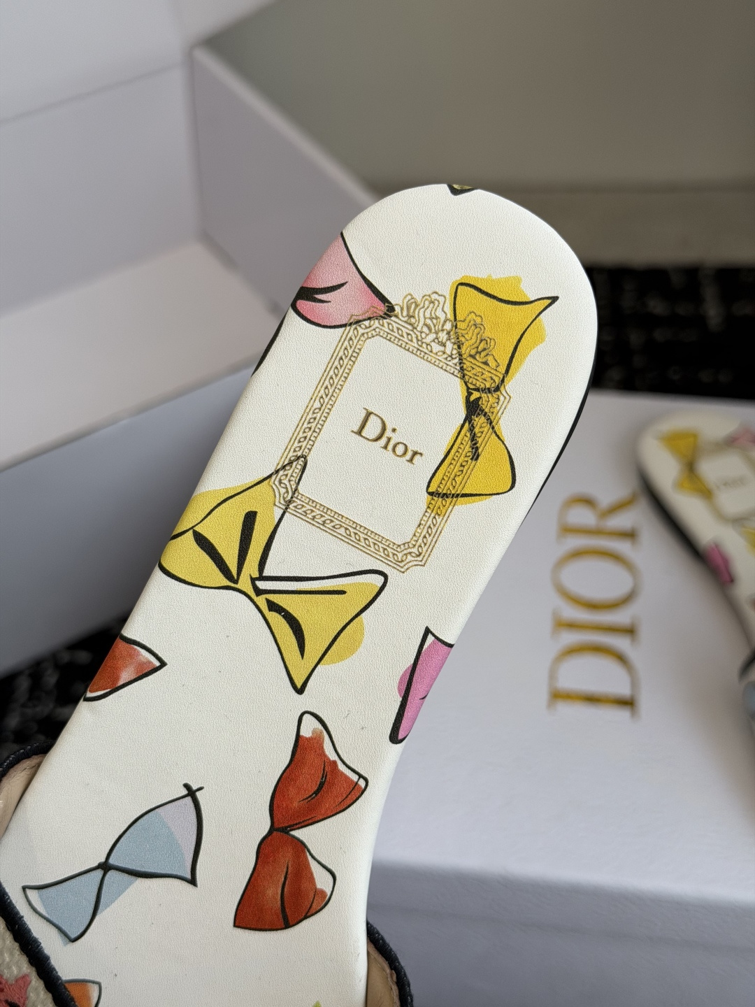 代购级 平底 迪奥 Dior 2026春夏新款一字拖拼色女鞋 CD字母logo立体刺绣 方头粗跟果冻色露