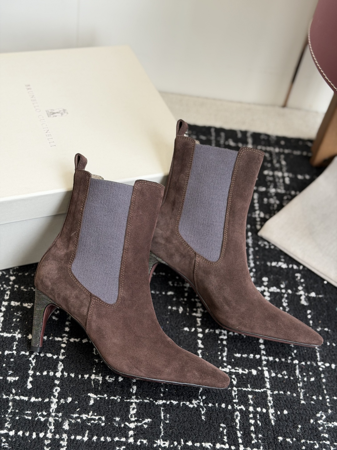 代购级Brunello Cucinelli 匠心臻品 bc新款时尚简约百搭休闲瘦瘦切尔西靴 秋冬必入卷这