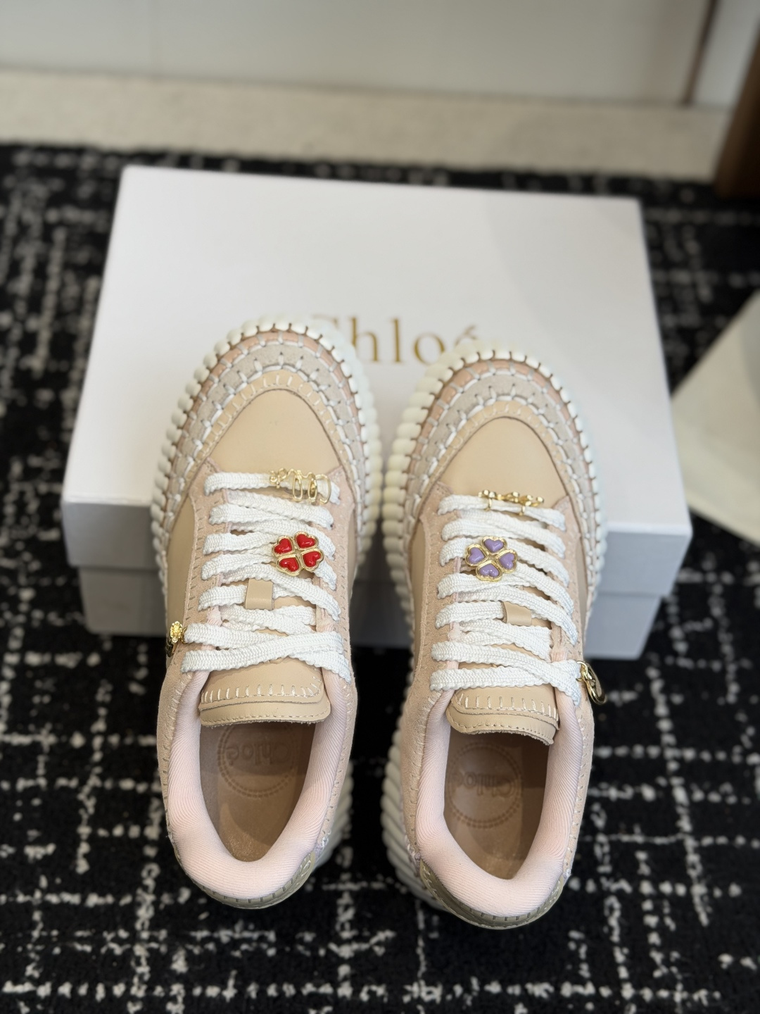 代购级（扣子➕20）Chloe  克洛伊/蔻依 26ss 春夏季季新款 厚底小白鞋 休闲鞋原版鞋底，全手