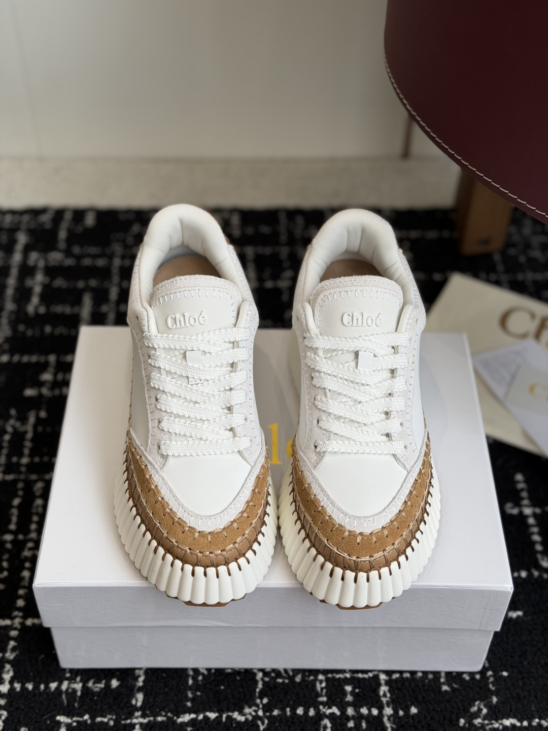 代购级Chloe  克洛伊/蔻依 26ss 春夏季季新款 厚底小白鞋 休闲鞋原版鞋底，全手工穿线，所有的