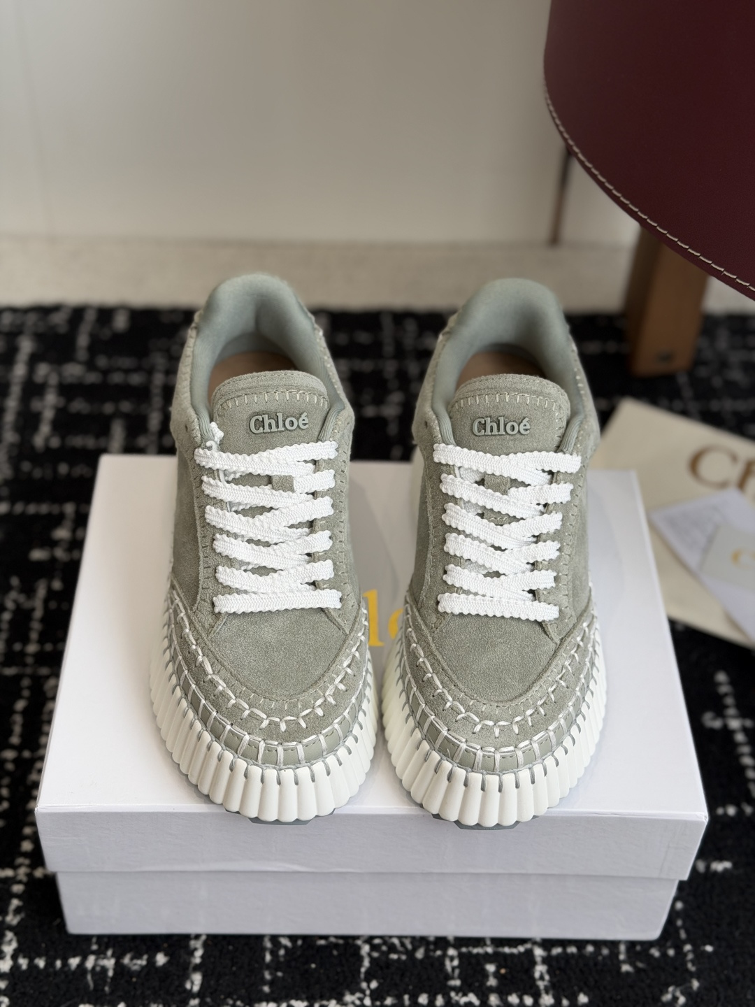 代购级Chloe  克洛伊/蔻依 26ss 春夏季季新款 厚底小白鞋 休闲鞋原版鞋底，全手工穿线，所有的