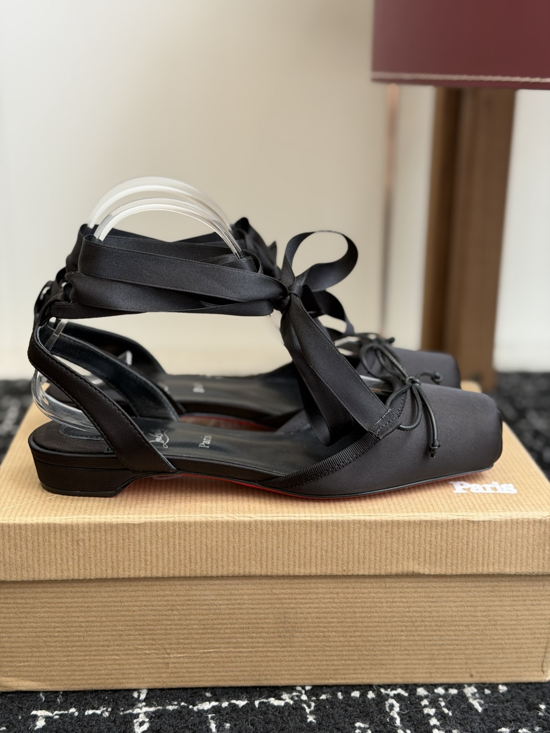 代购级Christian Louboutin 春夏新款时装走秀芭蕾蝴蝶结高跟单鞋 CL红底永远的YYDS