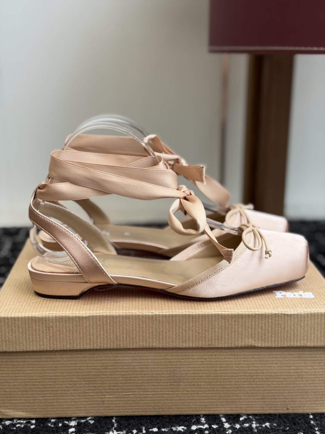 代购级Christian Louboutin 春夏新款时装走秀芭蕾蝴蝶结高跟单鞋 CL红底永远的YYDS