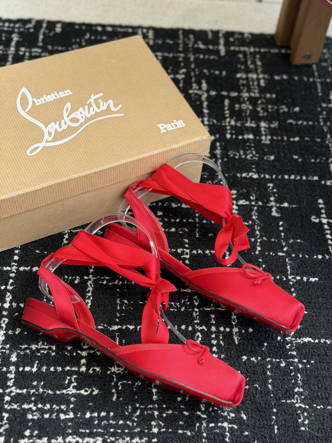 代购级Christian Louboutin 春夏新款时装走秀芭蕾蝴蝶结高跟单鞋 CL红底永远的YYDS