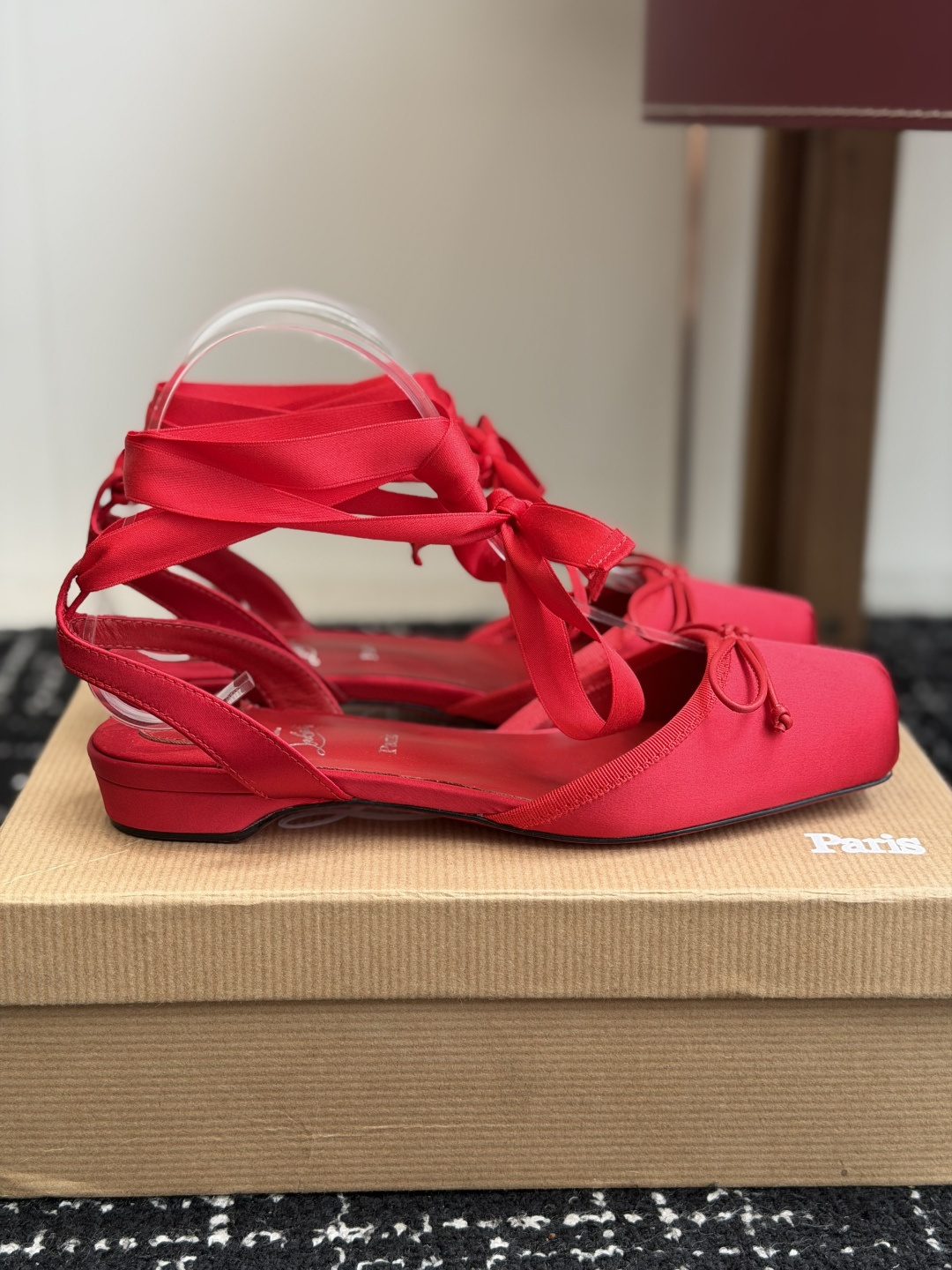 代购级Christian Louboutin 春夏新款时装走秀芭蕾蝴蝶结高跟单鞋 CL红底永远的YYDS