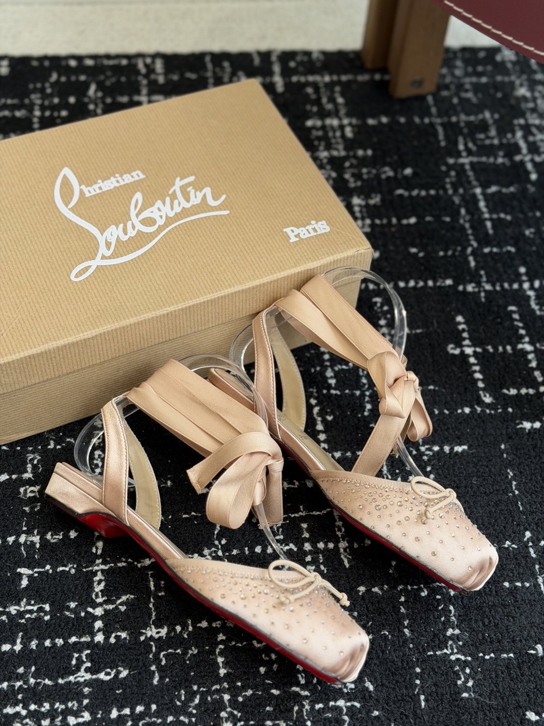 代购级Christian Louboutin 春夏新款时装走秀芭蕾蝴蝶结高跟单鞋 CL红底永远的YYDS
