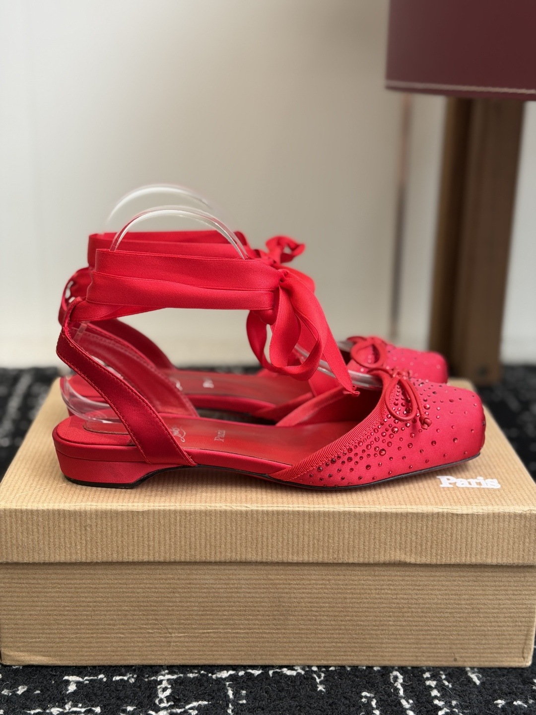 代购级Christian Louboutin 春夏新款时装走秀芭蕾蝴蝶结高跟单鞋 CL红底永远的YYDS