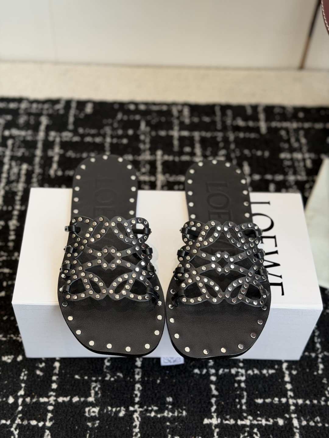 Loewe Rivet Decor Anagram Logo Flat Slides