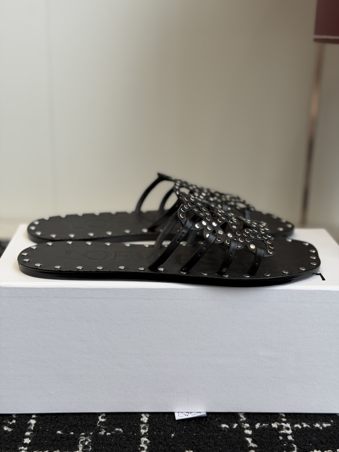 Loewe Rivet Decor Anagram Logo Flat Slides