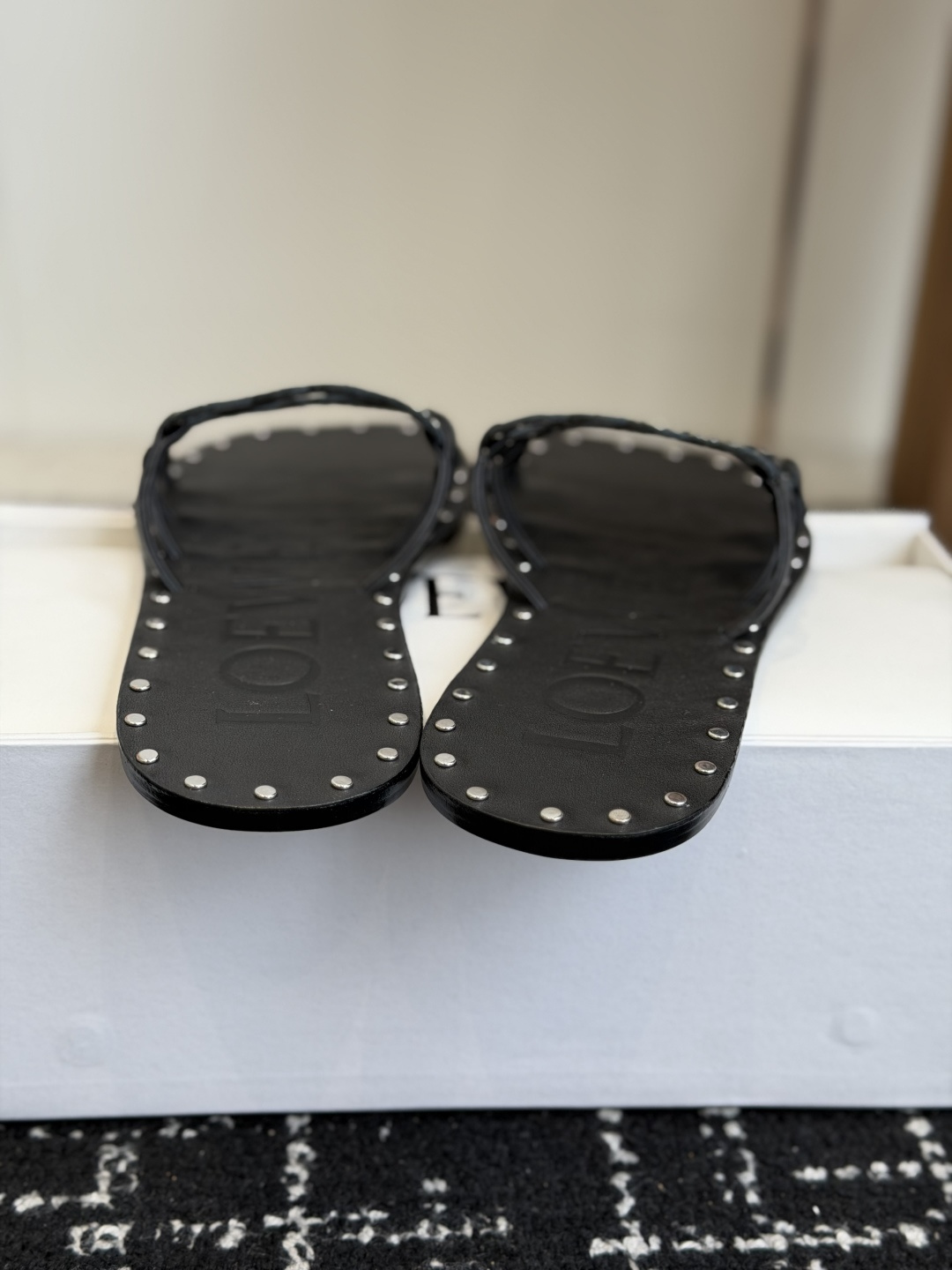 Loewe Rivet Decor Anagram Logo Flat Slides