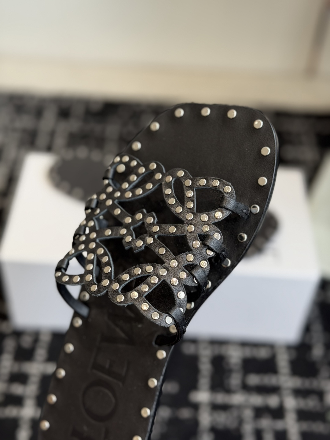 Loewe Rivet Decor Anagram Logo Flat Slides
